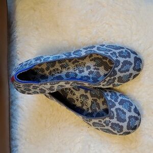 Rothy's Ballet Grey Leopard Print with Red Stripes